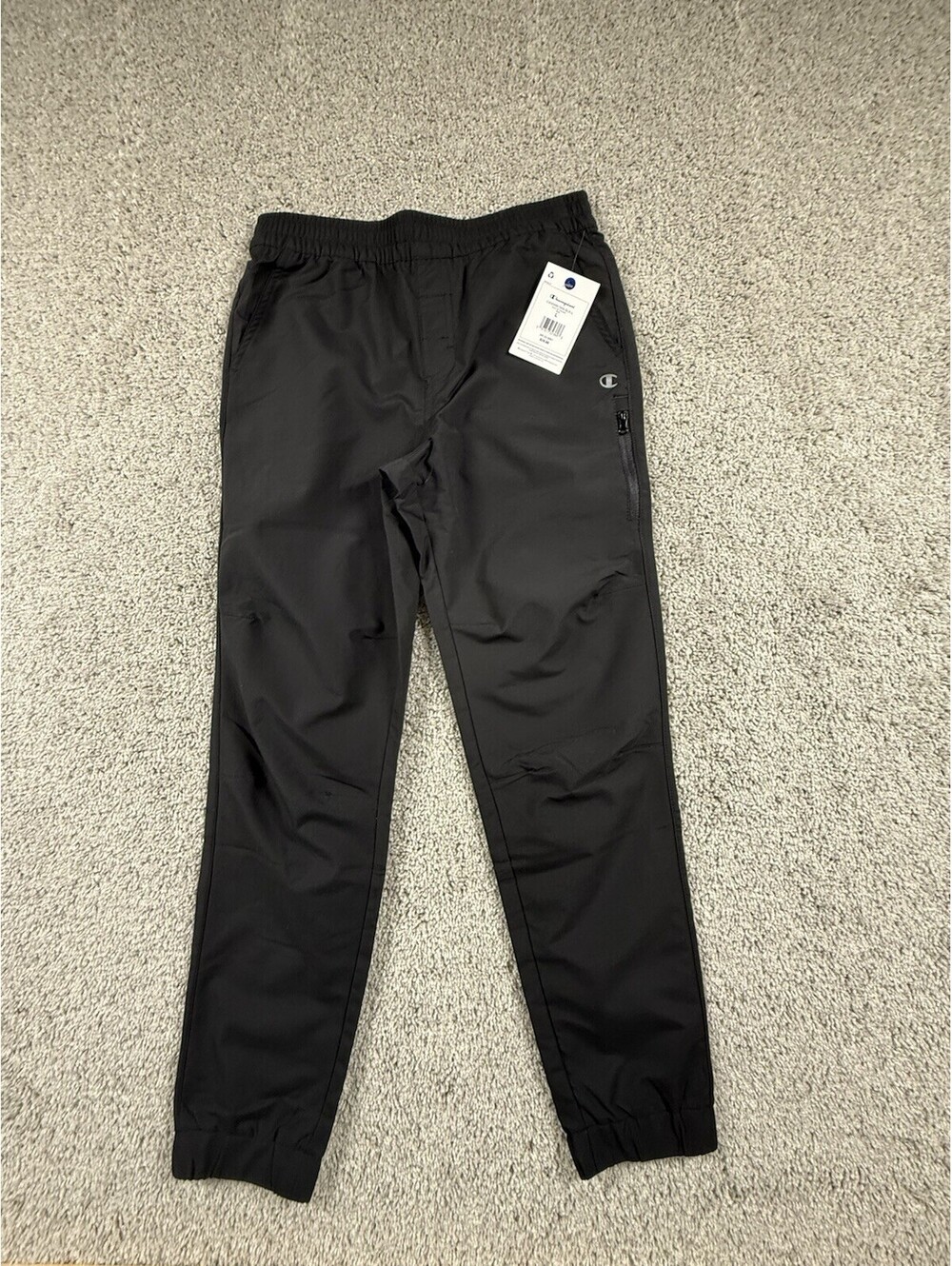 NWT Champion Boys Tech Zip Nylon Jogger Size Large 14-16 Black